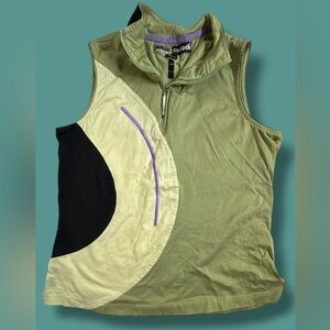 Jamie Sadock Golf Shirt Wmn M Green Sleeveless 1/4 Zip Golf Polo Shirt Pullover